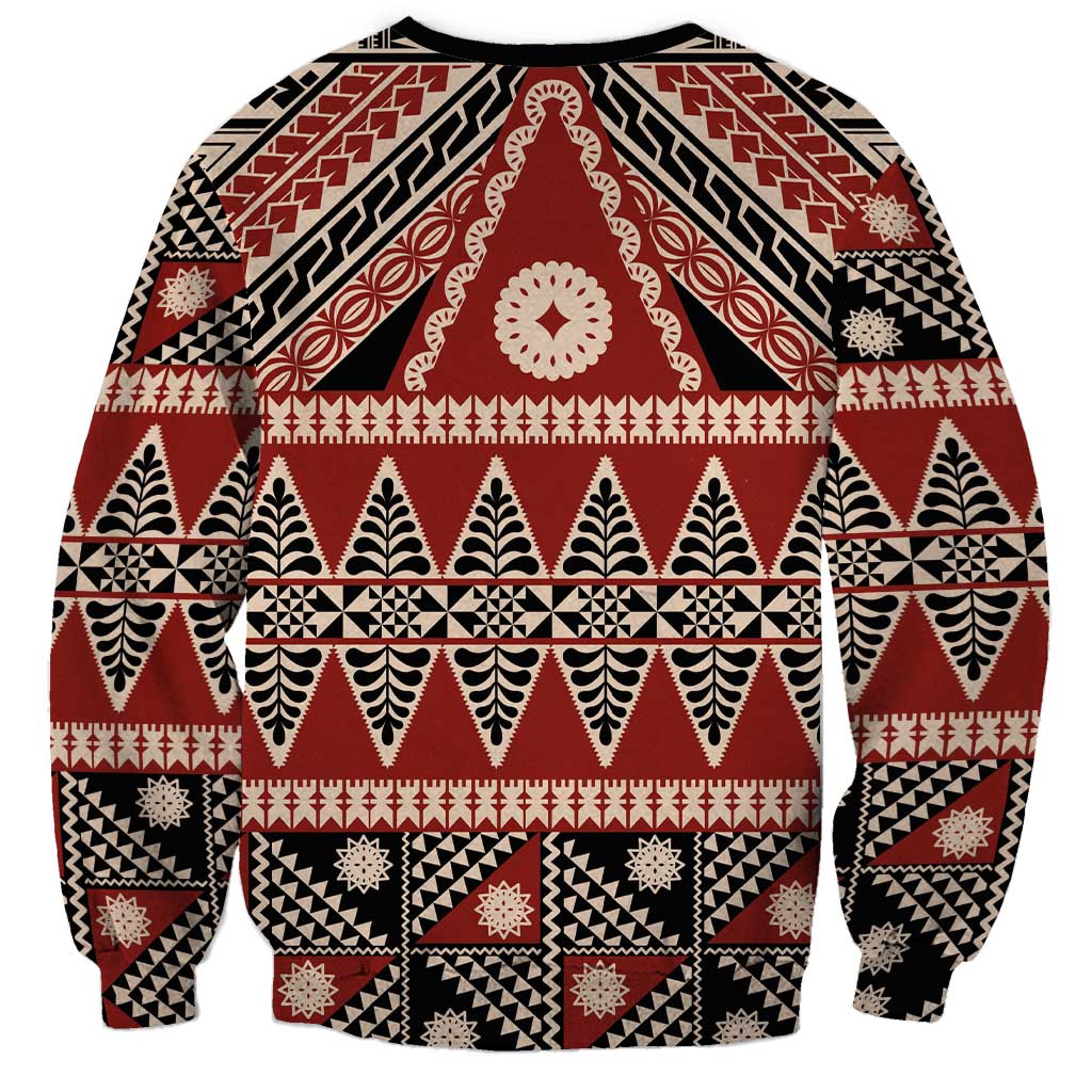 Vintage Bula Fiji Sweatshirt Red Tapa Masi Motif LT9 - Polynesian Pride