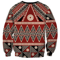 Vintage Bula Fiji Sweatshirt Red Tapa Masi Motif LT9 - Polynesian Pride
