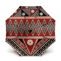 Vintage Bula Fiji Umbrella Red Tapa Masi Motif LT9 One Size Folded 11.42 inch Opened Diameter 37.4 inch Red - Polynesian Pride