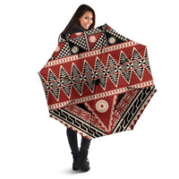 Vintage Bula Fiji Umbrella Red Tapa Masi Motif LT9 - Polynesian Pride