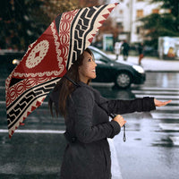Vintage Bula Fiji Umbrella Red Tapa Masi Motif LT9 - Polynesian Pride