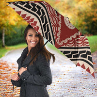 Vintage Bula Fiji Umbrella Red Tapa Masi Motif LT9 - Polynesian Pride