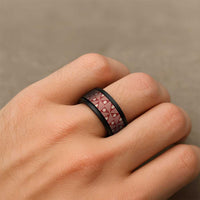 Vintage Bula Fiji Spinner Ring Red Tapa Motif Traditional Island Masi LT9 - Polynesian Pride