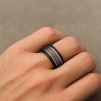 Vintage Bula Fiji Spinner Ring Brown Tapa Motif Fiji Traditional Masi Pattern LT9 - Polynesian Pride