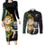 South Africa Protea and New Zealand Couples Matching Long Sleeve Bodycon Dress and Long Sleeve Button Shirts Go All Black-Springboks Rugby with Kente And Maori LT9 Black Green - Polynesian Pride