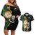 South Africa Protea and New Zealand Couples Matching Off Shoulder Short Dress and Hawaiian Shirt Go All Black-Springboks Rugby with Kente And Maori LT9 Black Green - Polynesian Pride