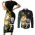 South Africa Protea and New Zealand Couples Matching Short Sleeve Bodycon Dress and Long Sleeve Button Shirts Go All Black-Springboks Rugby with Kente And Maori LT9 Black Green - Polynesian Pride