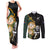 South Africa Protea and New Zealand Couples Matching Tank Maxi Dress and Long Sleeve Button Shirts Go All Black-Springboks Rugby with Kente And Maori LT9 Black Green - Polynesian Pride