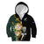 South Africa Protea and New Zealand Kid Hoodie Go All Black-Springboks Rugby with Kente And Maori LT9 Zip Hoodie Black Green - Polynesian Pride