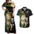 Custom South Africa Protea and New Zealand Couples Matching Off Shoulder Maxi Dress and Hawaiian Shirt Go All Black-Springboks Rugby with Kente And Maori LT9 Black Green - Polynesian Pride