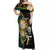 Custom South Africa Protea and New Zealand Off Shoulder Maxi Dress Go All Black-Springboks Rugby with Kente And Maori LT9 Women Black Green - Polynesian Pride