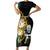 Custom South Africa Protea and New Zealand Short Sleeve Bodycon Dress Go All Black-Springboks Rugby with Kente And Maori LT9 Long Dress Black Green - Polynesian Pride