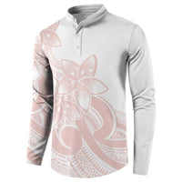 Polynesian Tribal Plumeria Lotu Tamaiti Button Sweatshirt Pastel Blush LT9 - Polynesian Pride