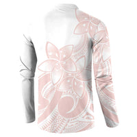 Polynesian Tribal Plumeria Lotu Tamaiti Button Sweatshirt Pastel Blush LT9 - Polynesian Pride