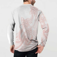 Polynesian Tribal Plumeria Lotu Tamaiti Button Sweatshirt Pastel Blush LT9 - Polynesian Pride