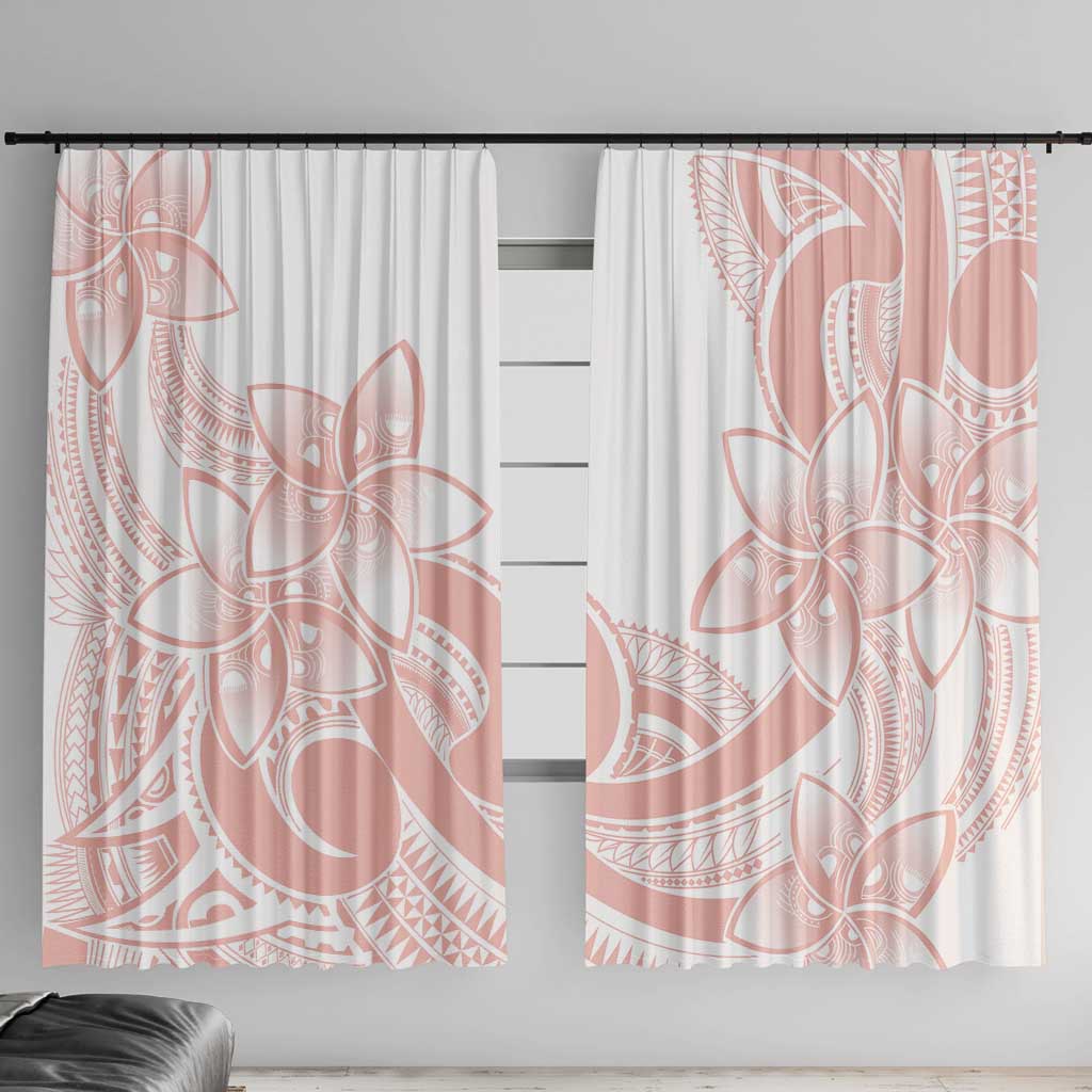 Polynesian Tribal Plumeria Lotu Tamaiti Window Curtain Pastel Blush LT9 With Hooks Blush - Polynesian Pride