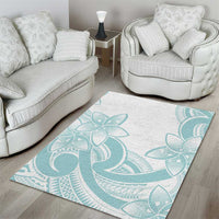 Polynesian Tribal Plumeria Lotu Tamaiti Area Rug Pastel Cyan LT9 - Polynesian Pride