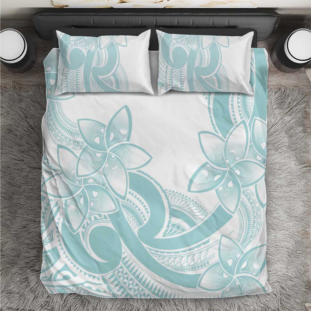 Polynesian Tribal Plumeria Lotu Tamaiti Bedding Set Pastel Cyan LT9 Cyan - Polynesian Pride