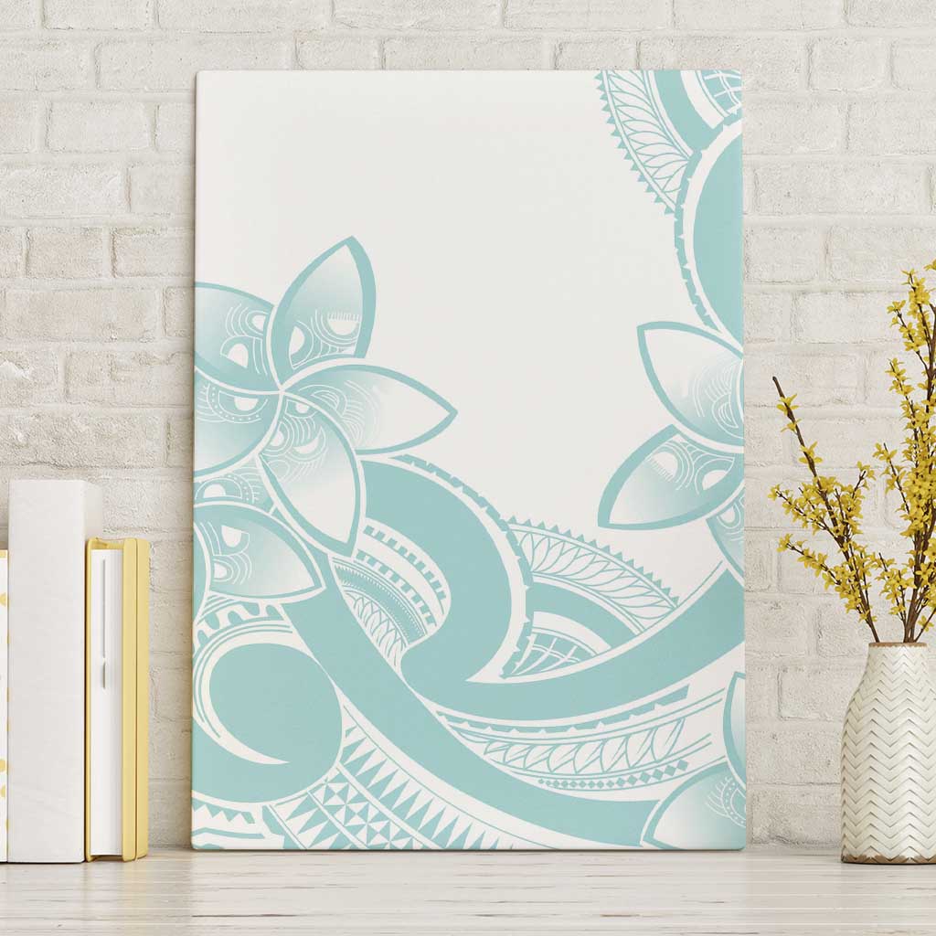 Polynesian Tribal Plumeria Lotu Tamaiti Canvas Wall Art Pastel Cyan LT9 Without Frame Cyan - Polynesian Pride