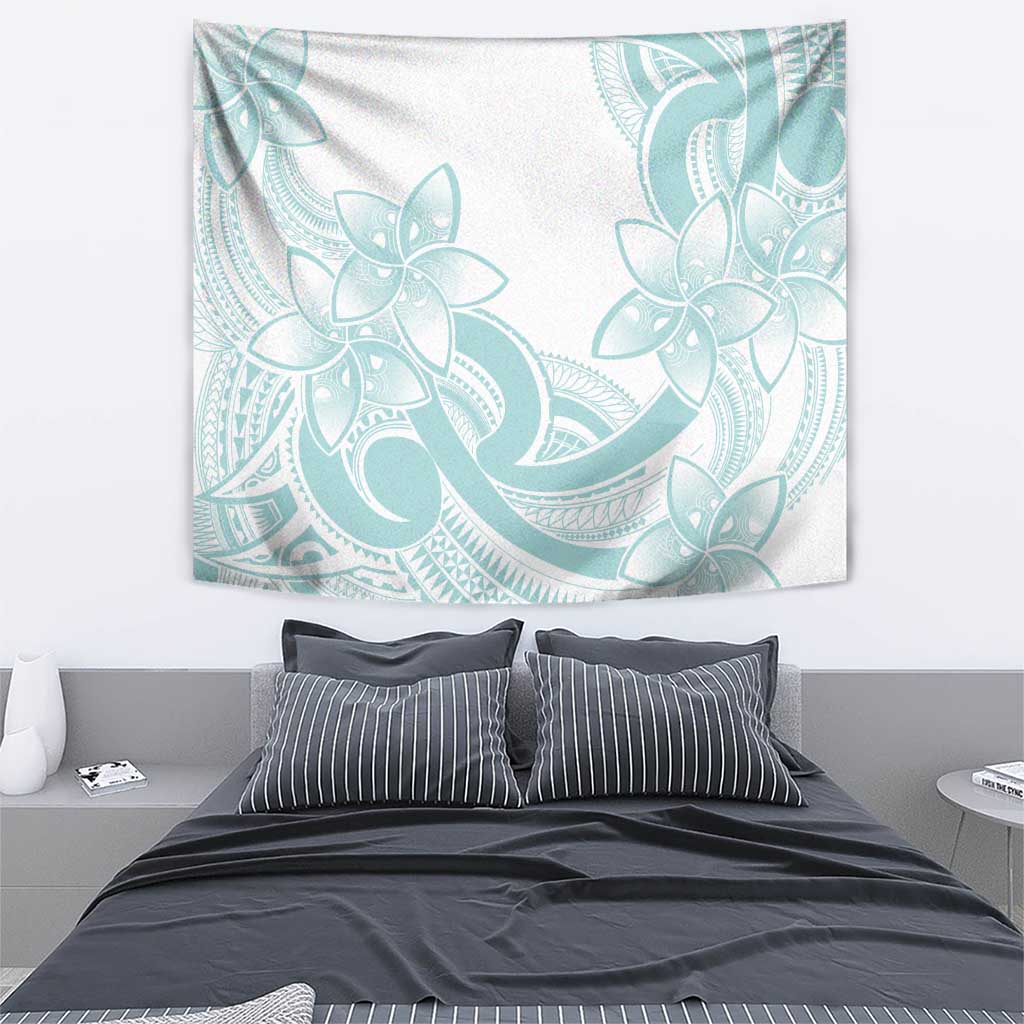 Polynesian Tribal Plumeria Lotu Tamaiti Tapestry Pastel Cyan LT9 - Polynesian Pride