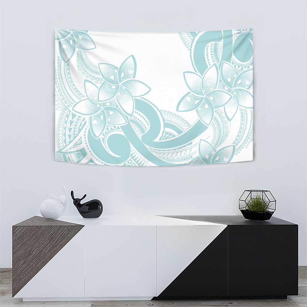 Polynesian Tribal Plumeria Lotu Tamaiti Tapestry Pastel Cyan LT9 - Polynesian Pride