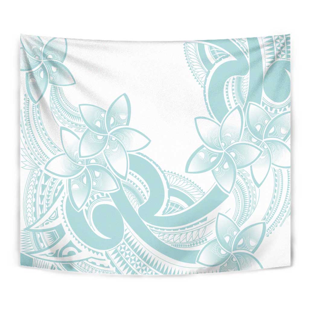 Polynesian Tribal Plumeria Lotu Tamaiti Tapestry Pastel Cyan LT9 - Polynesian Pride