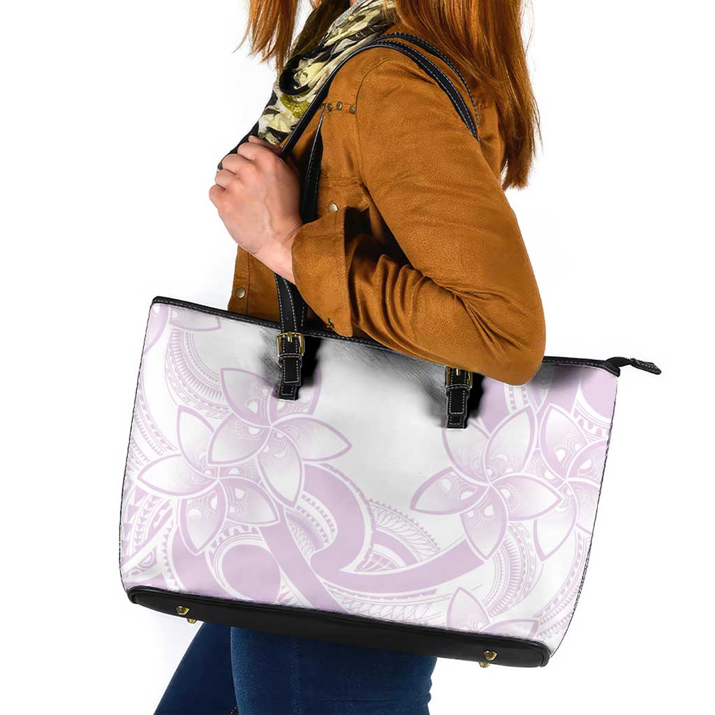 Polynesian Tribal Plumeria Lotu Tamaiti Leather Tote Bag Pastel Mauve LT9 Mauve - Polynesian Pride