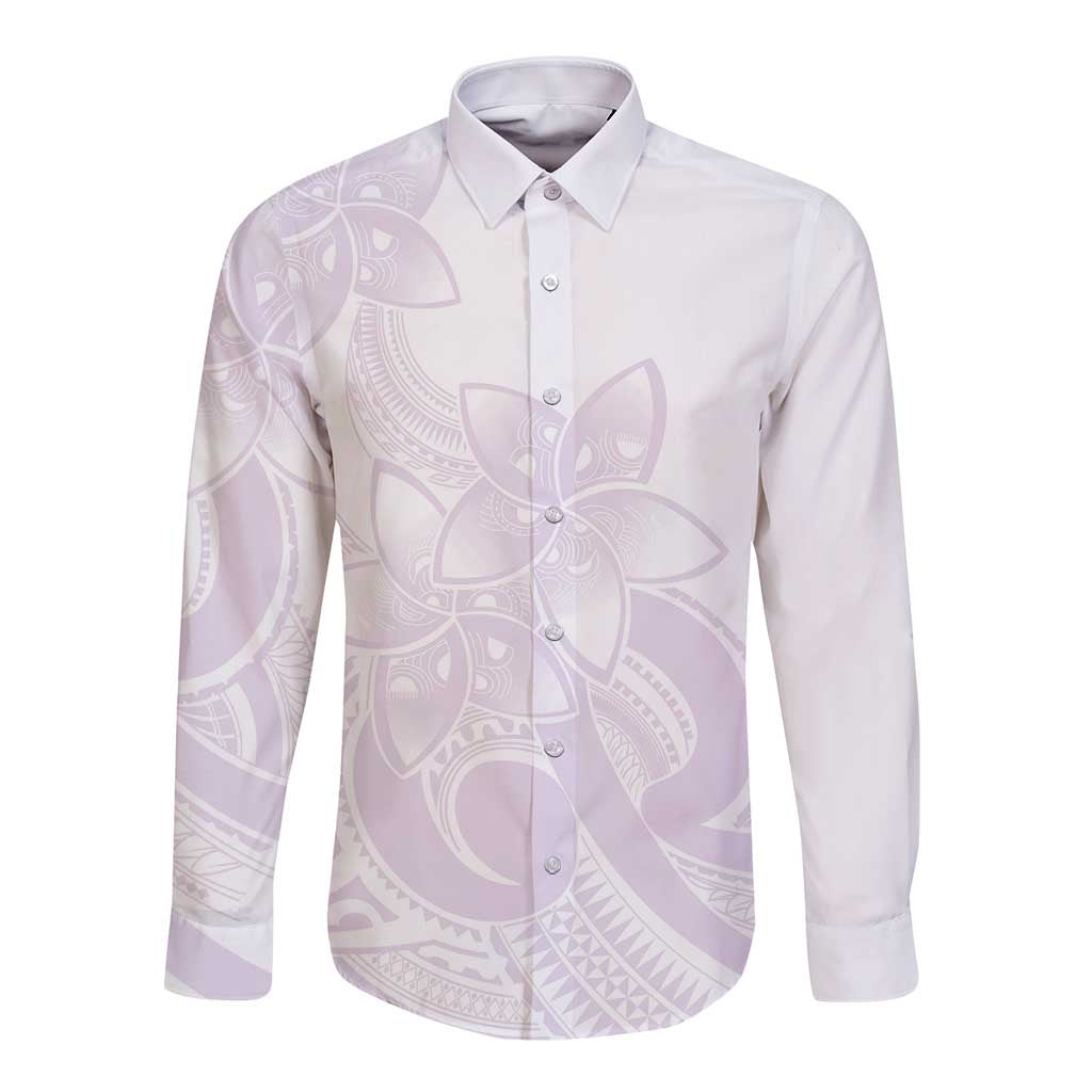 Polynesian Tribal Plumeria Lotu Tamaiti Long Sleeve Button Shirt Pastel Mauve LT9 Unisex Mauve - Polynesian Pride