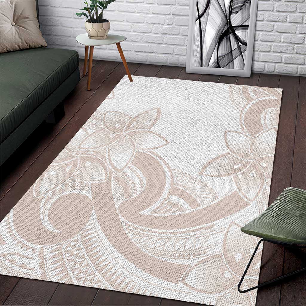 Polynesian Tribal Plumeria Lotu Tamaiti Area Rug Pastel Nude LT9 Nude - Polynesian Pride