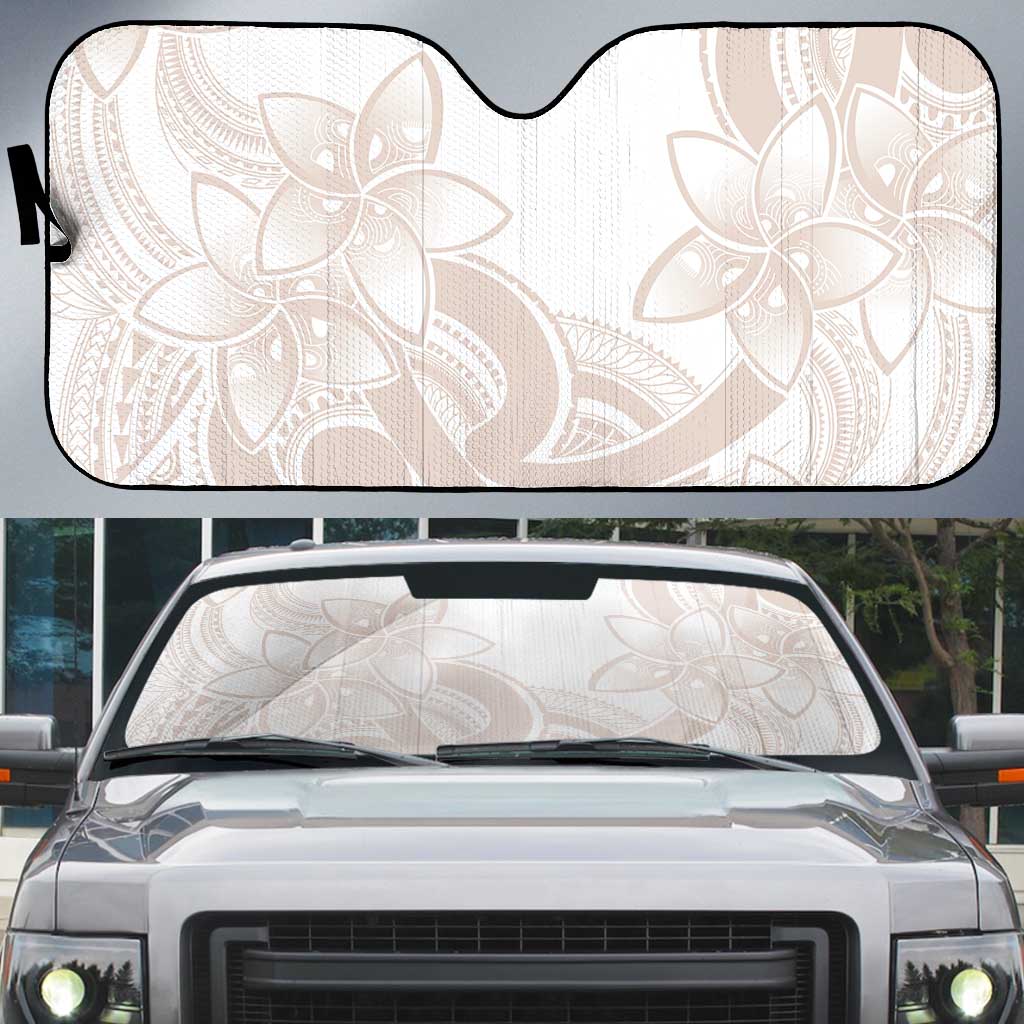 Polynesian Tribal Plumeria Lotu Tamaiti Auto Sun Shade Pastel Nude LT9 Nude - Polynesian Pride