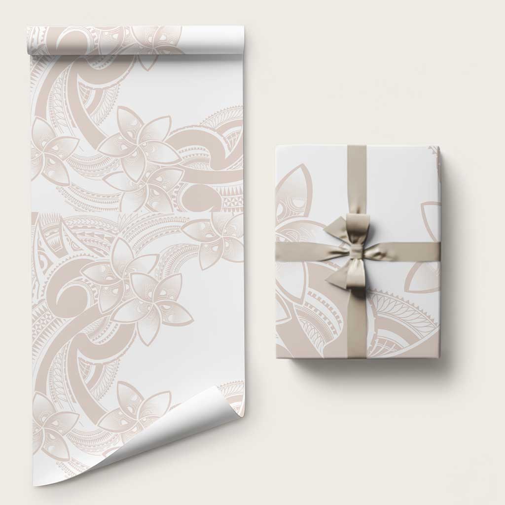 Polynesian Tribal Plumeria Lotu Tamaiti Wrapping Paper Pastel Nude LT9 58" × 23" Nude - Polynesian Pride