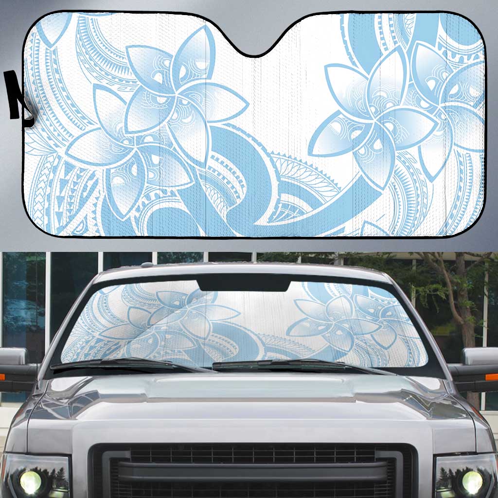 Polynesian Tribal Plumeria Lotu Tamaiti Auto Sun Shade Pastel Sky Blue LT9 Blue - Polynesian Pride