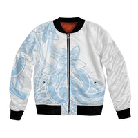 Polynesian Tribal Plumeria Lotu Tamaiti Bomber Jacket Pastel Sky Blue LT9 Unisex Blue - Polynesian Pride