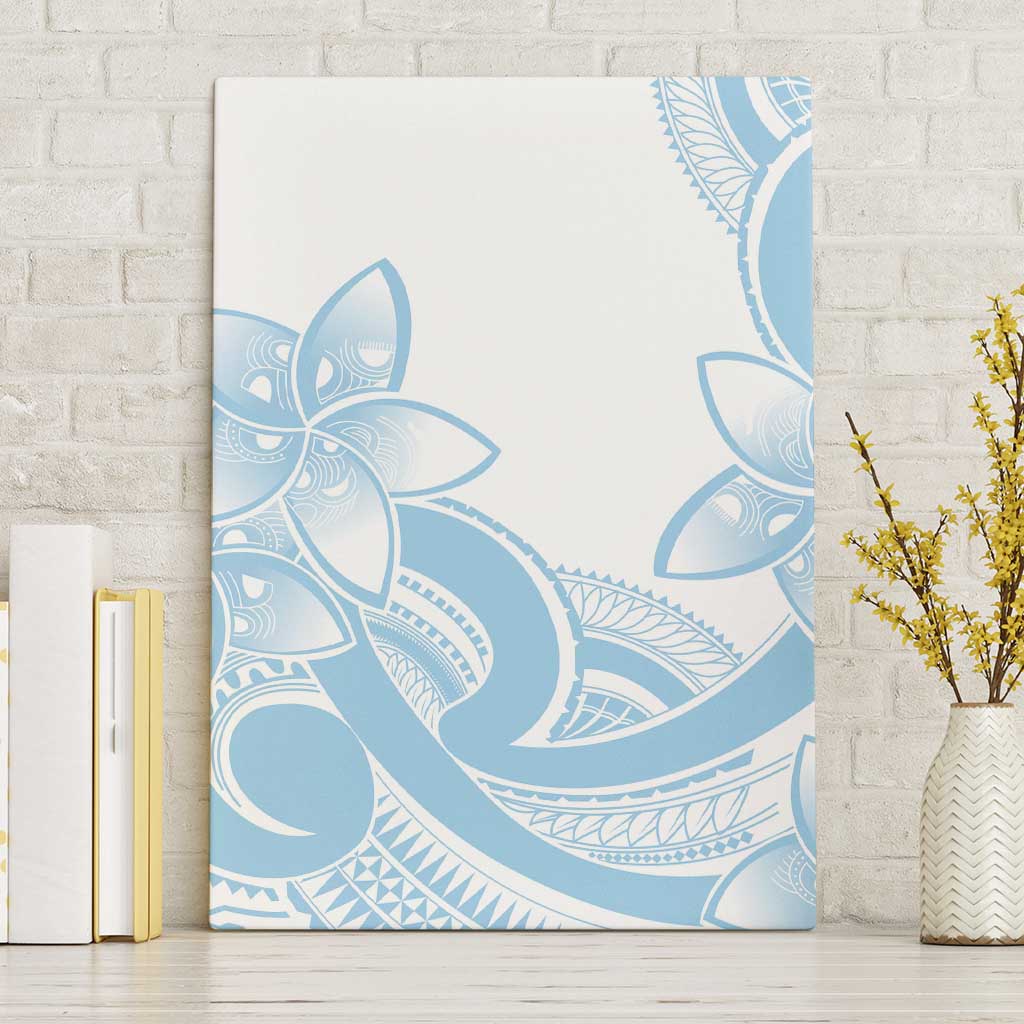 Polynesian Tribal Plumeria Lotu Tamaiti Canvas Wall Art Pastel Sky Blue LT9 Without Frame Blue - Polynesian Pride