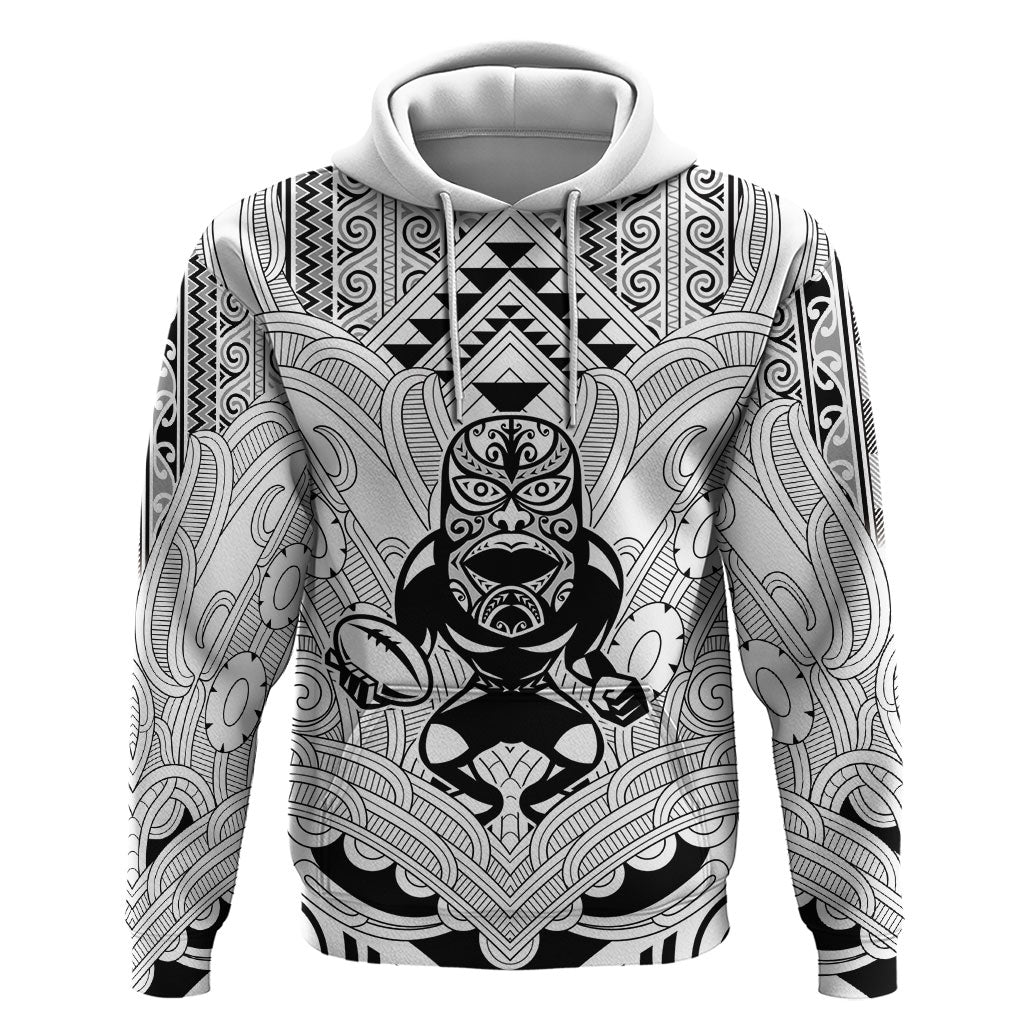 2026 Autumn Rugby Nations New Zealand Custom Hoodie White Kowhaiwhai Maori Tribal Taniko Motif LT9 Pullover Hoodie White - Polynesian Pride