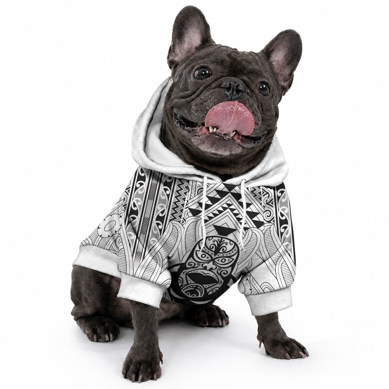 2026 Autumn Rugby Nations New Zealand Custom Pet Hoodie White Kowhaiwhai Maori Tribal Taniko Motif LT9 - Polynesian Pride