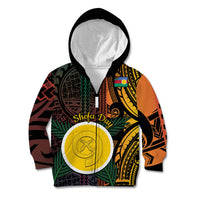 Personalised Shefa Day Kid Hoodie Happy June 18 Vanuatu Province LT14 Zip Hoodie Black - Polynesian Pride