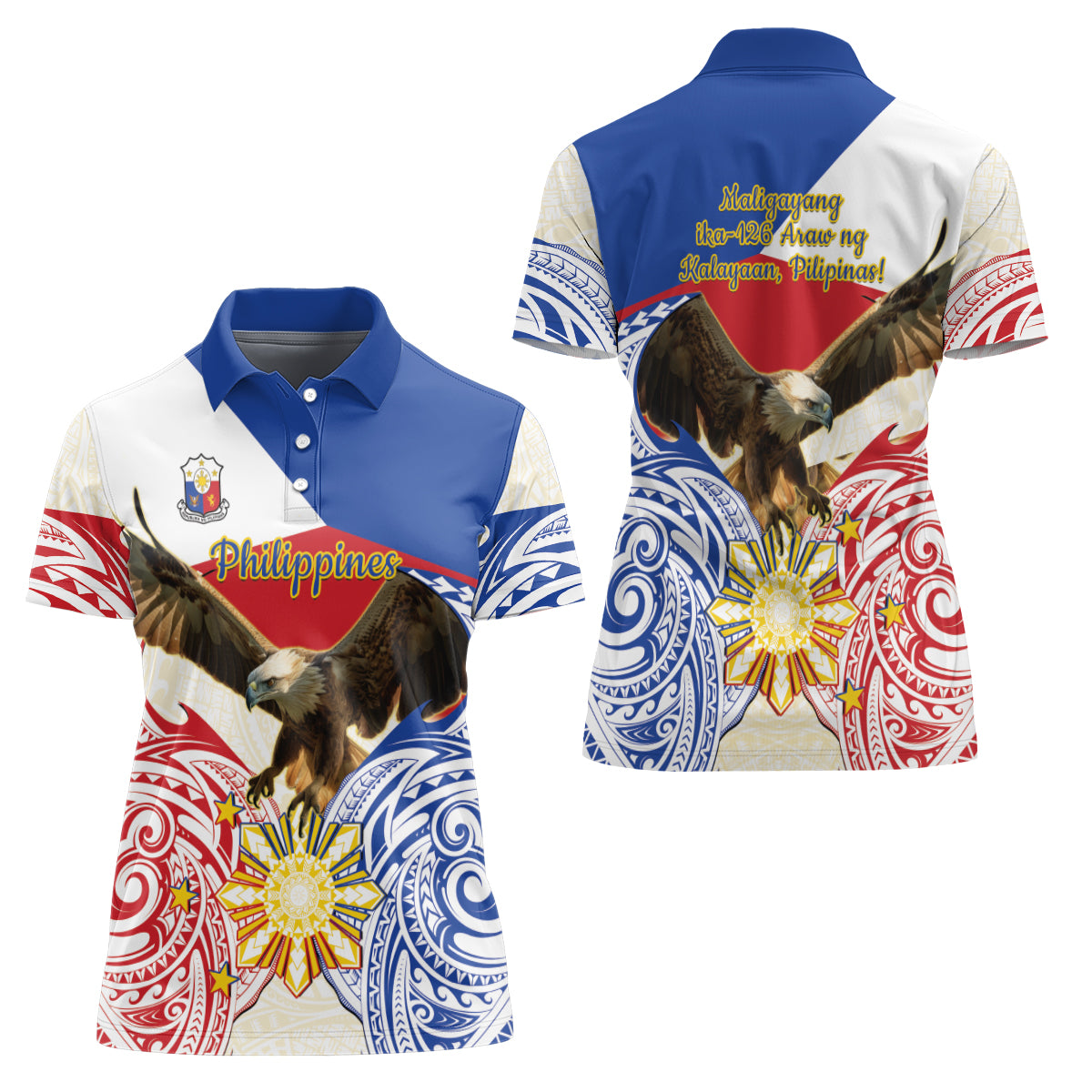 Philippines Independence Day Women Polo Shirt Pilipinas Eagle 126th Anniversary LT14 - Polynesian Pride