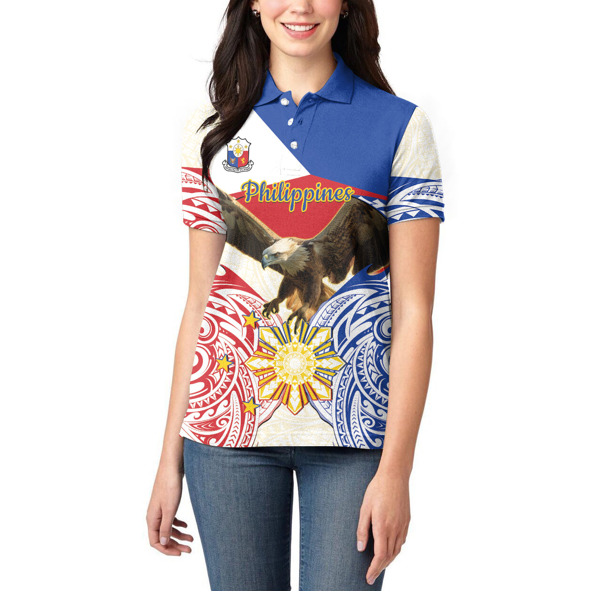Philippines Independence Day Women Polo Shirt Pilipinas Eagle 126th Anniversary LT14 - Polynesian Pride
