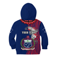 Personalised Samoa Kid Hoodie Ula Fala Mix Samoan Tribal Blue Version LT14 - Polynesian Pride