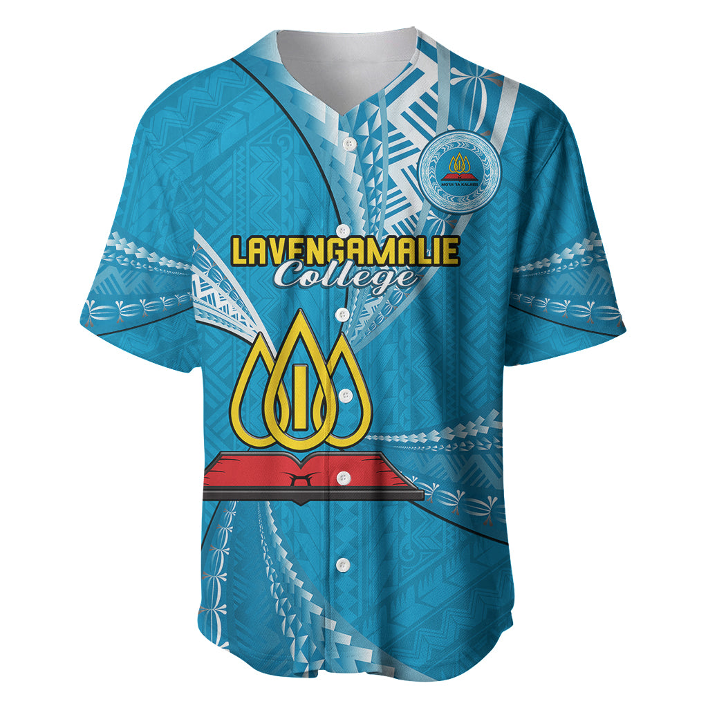 Personalised Tonga Lavengamalie College Baseball Jersey Tongan Ngatu Pattern LT14 Blue - Polynesian Pride