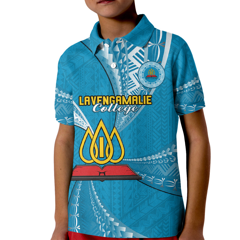 Personalised Tonga Lavengamalie College Kid Polo Shirt Tongan Ngatu Pattern LT14 Kid Blue - Polynesian Pride