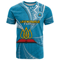 Custom Tonga Lavengamalie College T Shirt Tongan Ngatu Pattern LT14 Blue - Polynesian Pride
