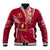 Personalised Tonga Beulah College Baseball Jacket Tongan Ngatu Pattern LT14 Unisex Maroon - Polynesian Pride