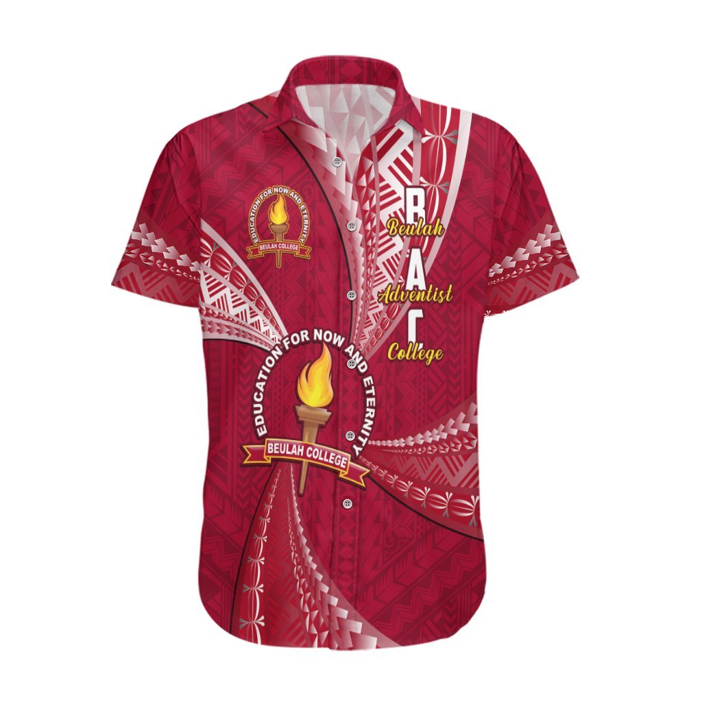 Personalised Tonga Beulah College Hawaiian Shirt Tongan Ngatu Pattern LT14 Maroon - Polynesian Pride