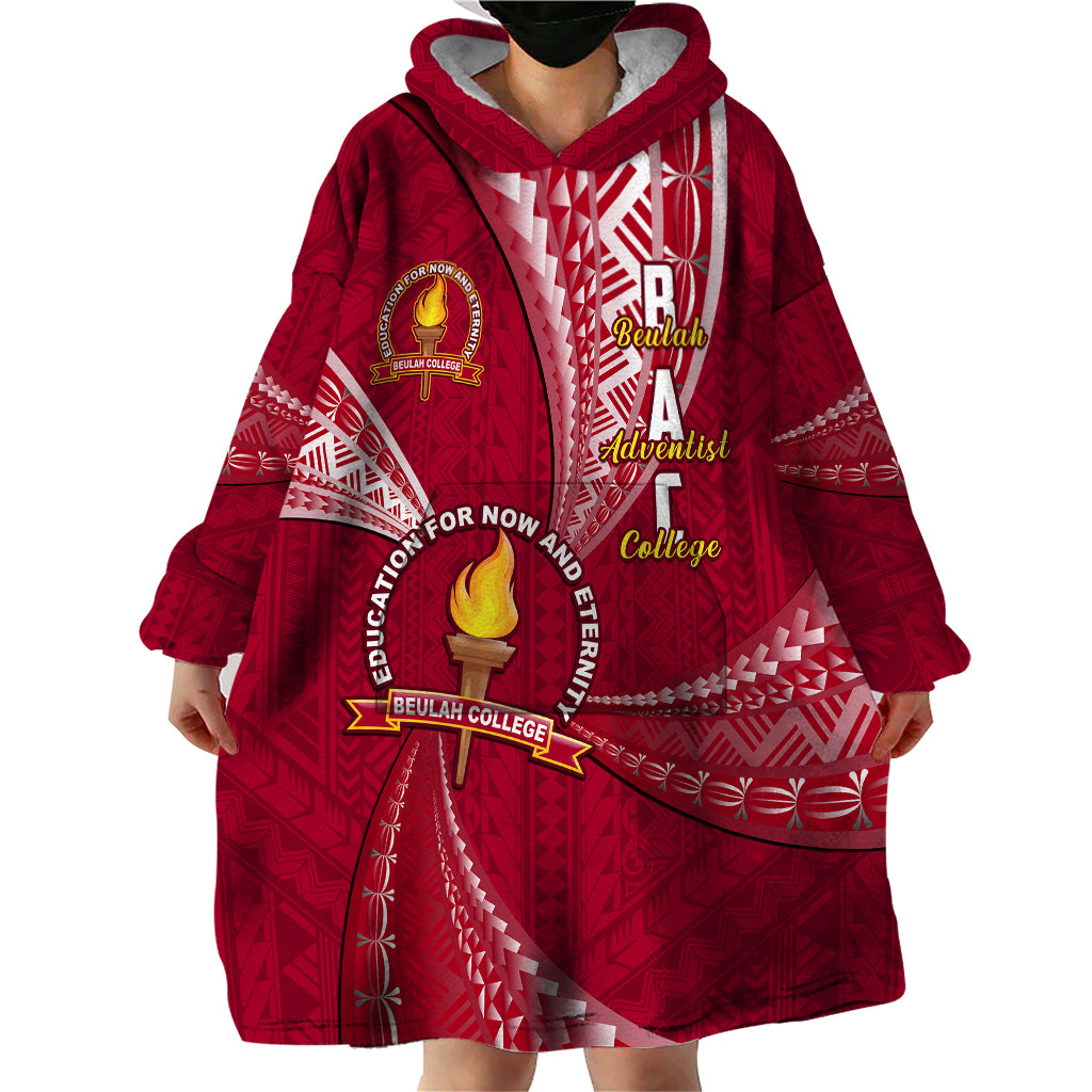 Personalised Tonga Beulah College Wearable Blanket Hoodie Tongan Ngatu Pattern LT14 - Polynesian Pride