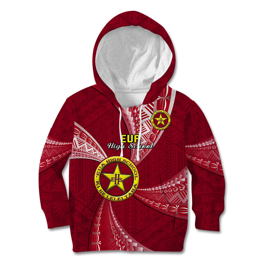 Personalised Tonga Eua High School Kid Hoodie Tongan Ngatu Pattern LT14 Hoodie Maroon - Polynesian Pride