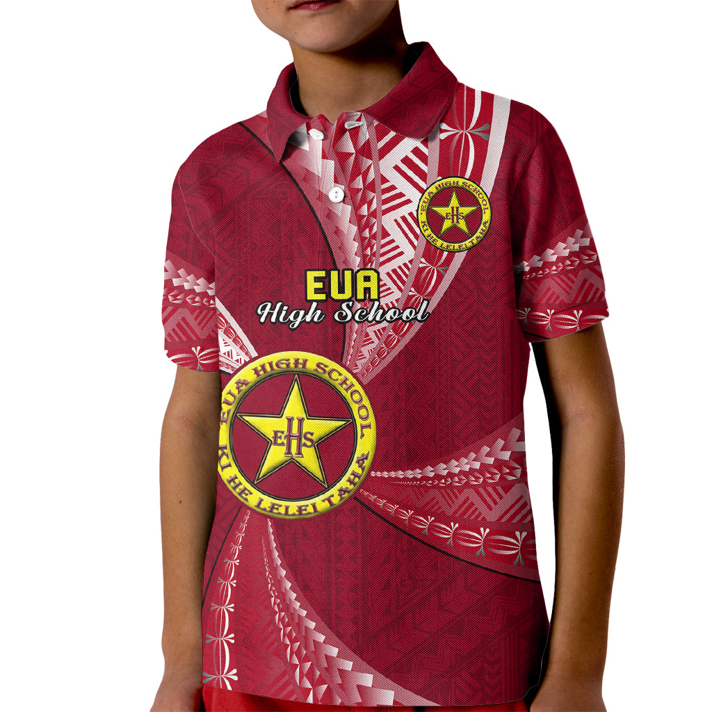 Personalised Tonga Eua High School Kid Polo Shirt Tongan Ngatu Pattern LT14 Kid Maroon - Polynesian Pride