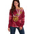 Personalised Tonga Eua High School Off Shoulder Sweater Tongan Ngatu Pattern LT14 Women Maroon - Polynesian Pride