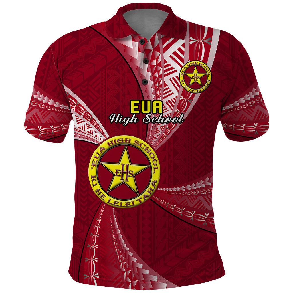 Custom Tonga Eua High School Polo Shirt Class Of Year Tongan Ngatu Pattern LT14 Maroon - Polynesian Pride